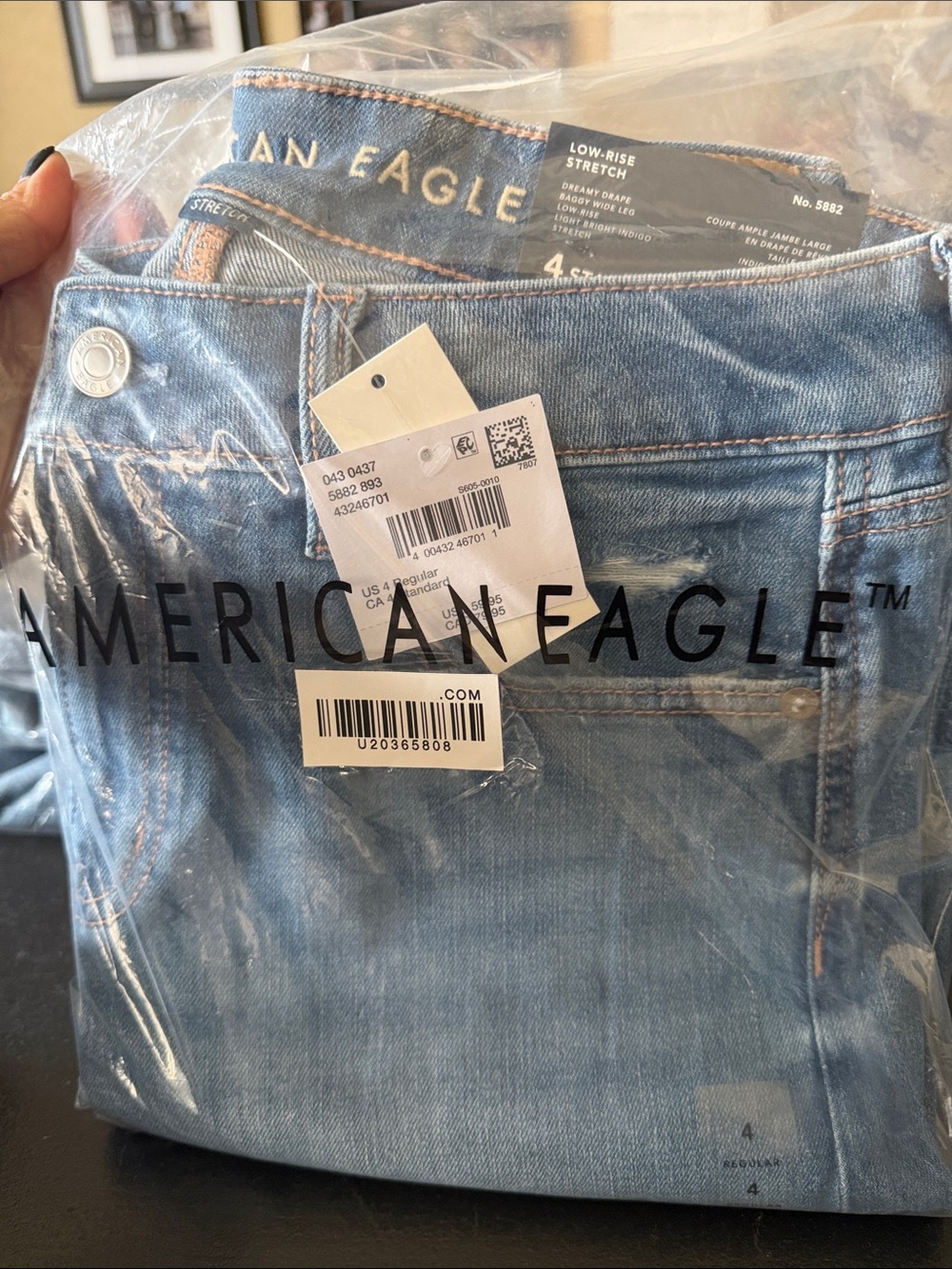 American Eagle Low Rise Drapey baggy wide leg jeans 4R